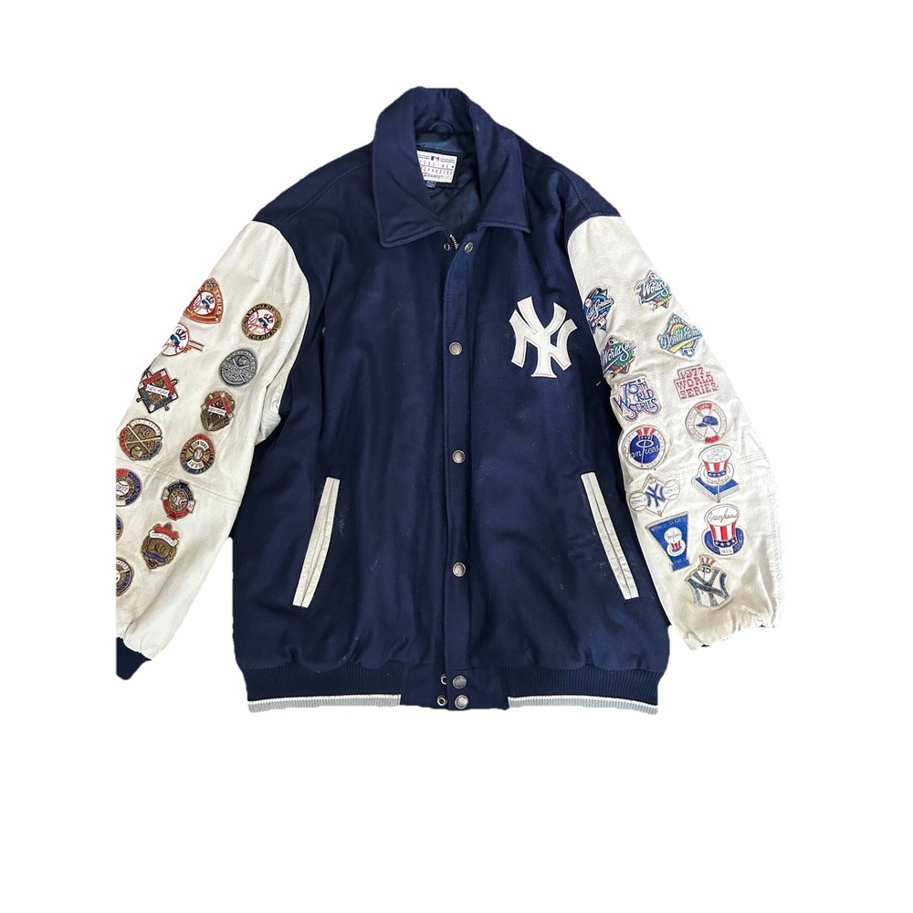 Vintage NY Yankees World Series Champions Leather Wool Varsity Jacket G-III XXL